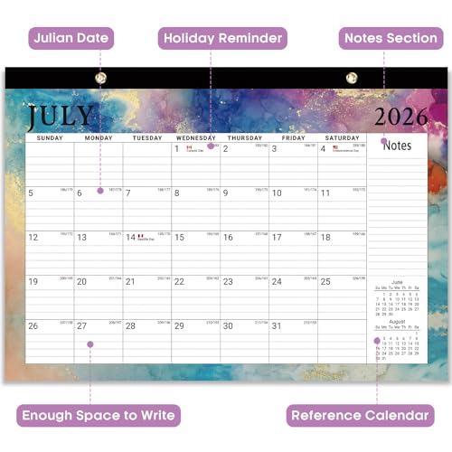 Image of 3 Pack of Desk Calendar 2026-2027, 18-Month Calendar Runs from July 2026 to December 2027, Large 17 inch x 12 inch Monthly Desktop & Wall Calendar for Home & Office - Gilded Elegance