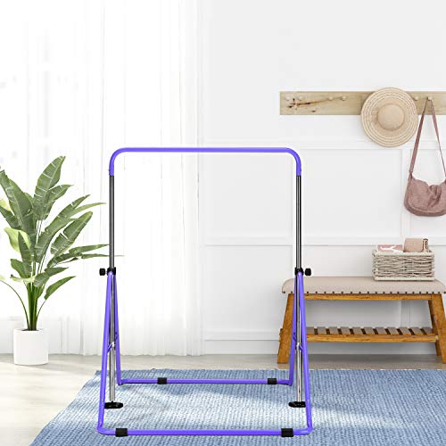 Zenova Gymnastics Bar, Junior Kip Bar Folding Horizontal Bar Training Bar 5 Levels Height Adjustable, Gymnastics Equipment For Home (Purple) #TOP4