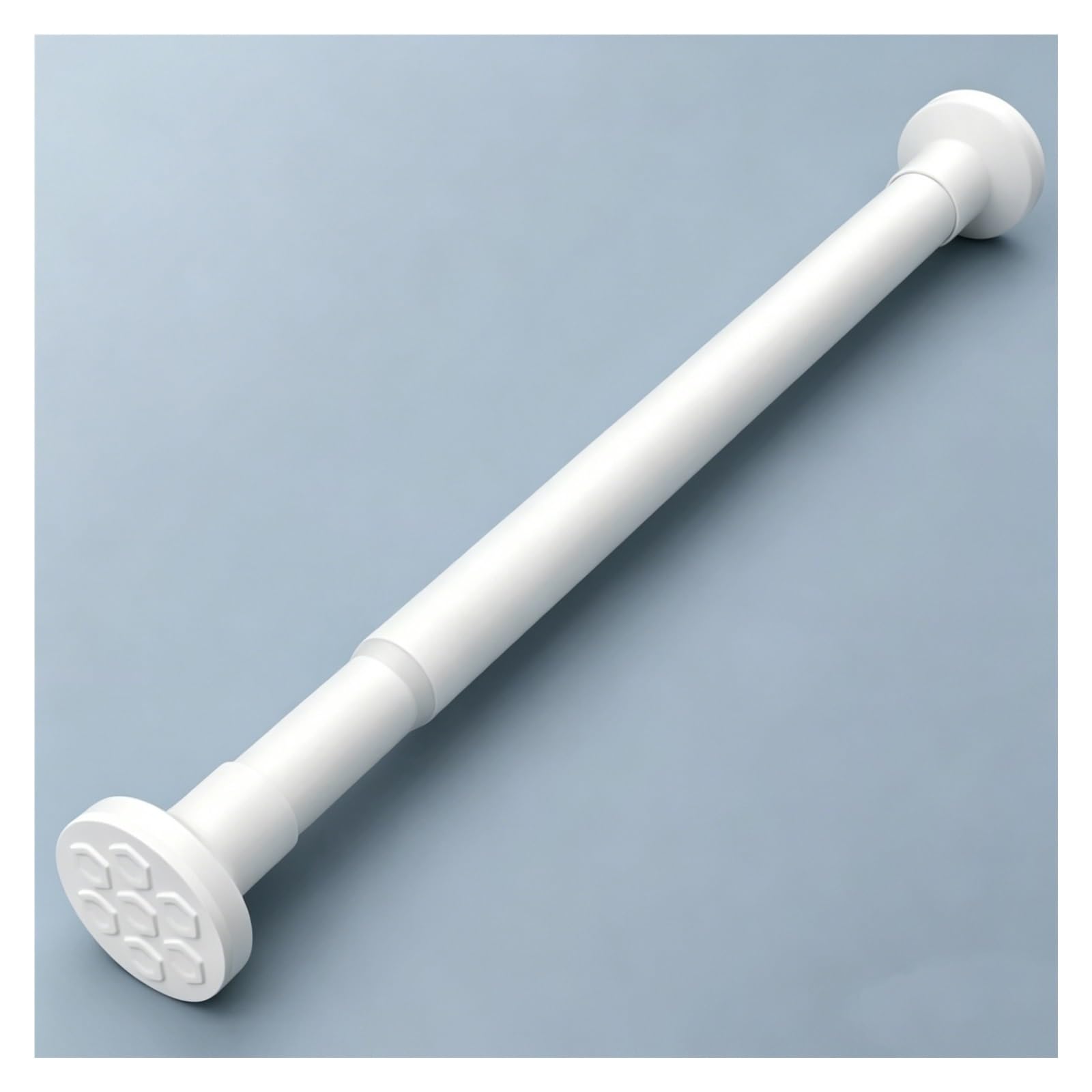 No Drill Wardrobe Rod, Carbon Steel Closet Rods with Anti-Slip Pads, Extendable & Adjustable Garment Bar for Cloakroom/Bathroom/Hanging Curtain(White,70-120cm(27.6-47.2in))