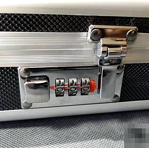 Caja de almacenamiento con marco de aluminio y cerradura para 100 monedas de plata miniatura 3