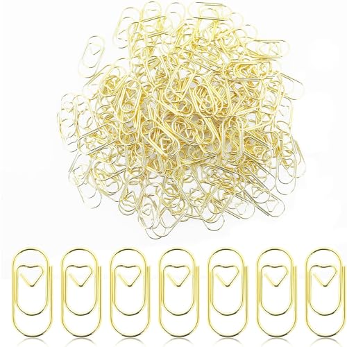 200 Trombones Cœur Or Décor Acier Inox Fournitures Bureau