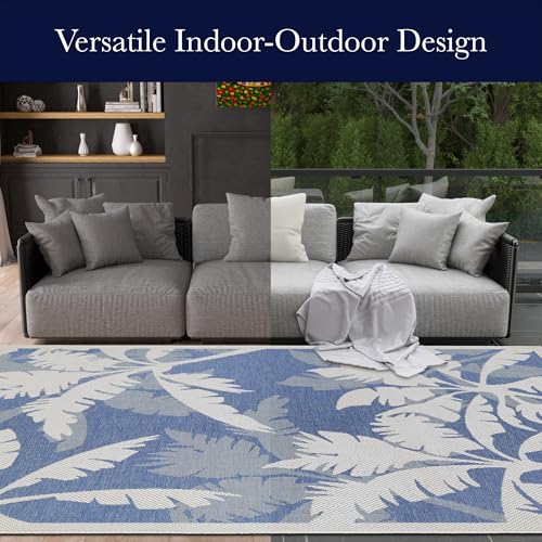 Couristan Monaco Indoor Outdoor Area Rug – Coastal Flora 2' x 3'7" in Ivory Sapphire – Flatwoven, Hose Washable, Pet Friendly Rug for Patio, Porch and Home Decor - Image 9