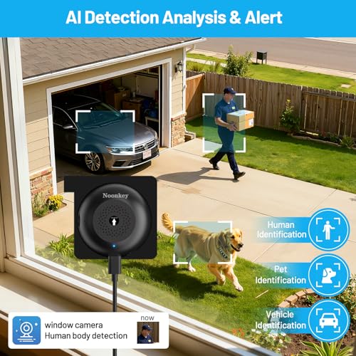 Image of Noonkey Window Camera for Home Security - 3MP Ultra HD, Full AI Color Night Vision, WiFi Indoor Window Security Camera with Custom Zone Detection, Alexa & 10X Zoom, 1Pack-2K Black