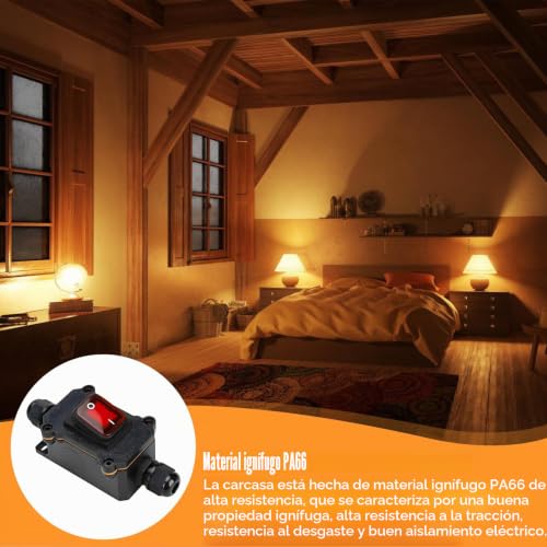 Miniatura 6 de 2 Unidades Ip65 Impermeable En Línea Interruptor De Cable Con Mini Destornillador 12 V Cc 30 A Dpst 4 Polos Pulsador