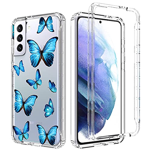 Zoeirc for Galaxy S21 Plus Case, Galaxy S21+ Plus, Samsung S21 Plus Clear Case, TPU 360 Full Body Shockproof Hybrid Bumper Crystal Clear Phone Case Cover for Samsung Galaxy S21 Plus (Blue Butterfly)
