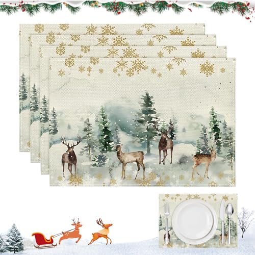 WEILAOK Weihnachten Tischsets Abwaschbar, Platzset Winter Waschbar,...