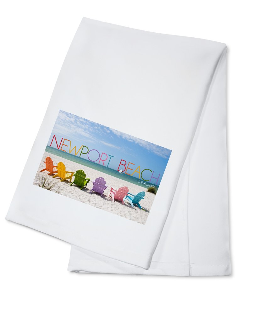 Newport Beach, California, Colorful Beach Chairs (100% Cotton Tea Towel, Decorative Hand Towel, Kitchen and Home)