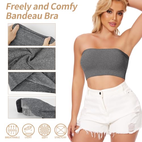 Image of JOYSHAPER Strapless Bras for Women Seamless Padded Bandeau Bra Wireless Tube Top Bralette Comfort Tube Bra
