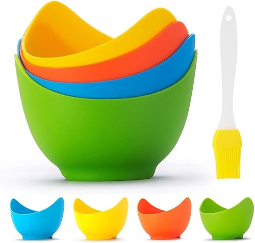 Mikim Vasos de silicona para cazar huevos escalfadores de huevos, tazas antiadherentes para cocinar huevos escalfados para estufa, microondas,