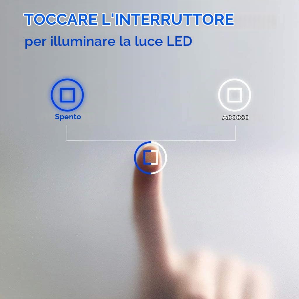 Dripex Specchio da Bagno con Illuminazione, Specchio LED con Interruttore Touch e Funzione Anti-appannamento, 100 x 60 cm, Bianco Freddo 6400 K