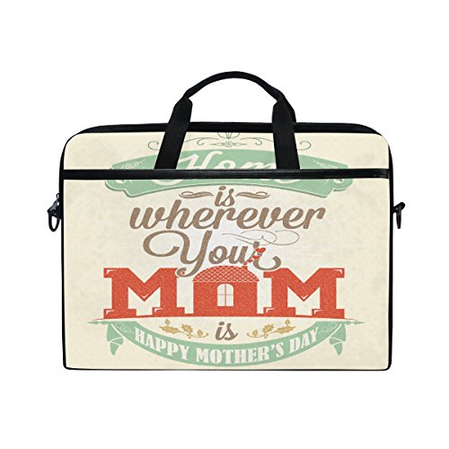 Happy Mothers Day 14 Inch Laptop Shoulder Messenger Bag Case Sleeve Briefcase with Handle for Women Men