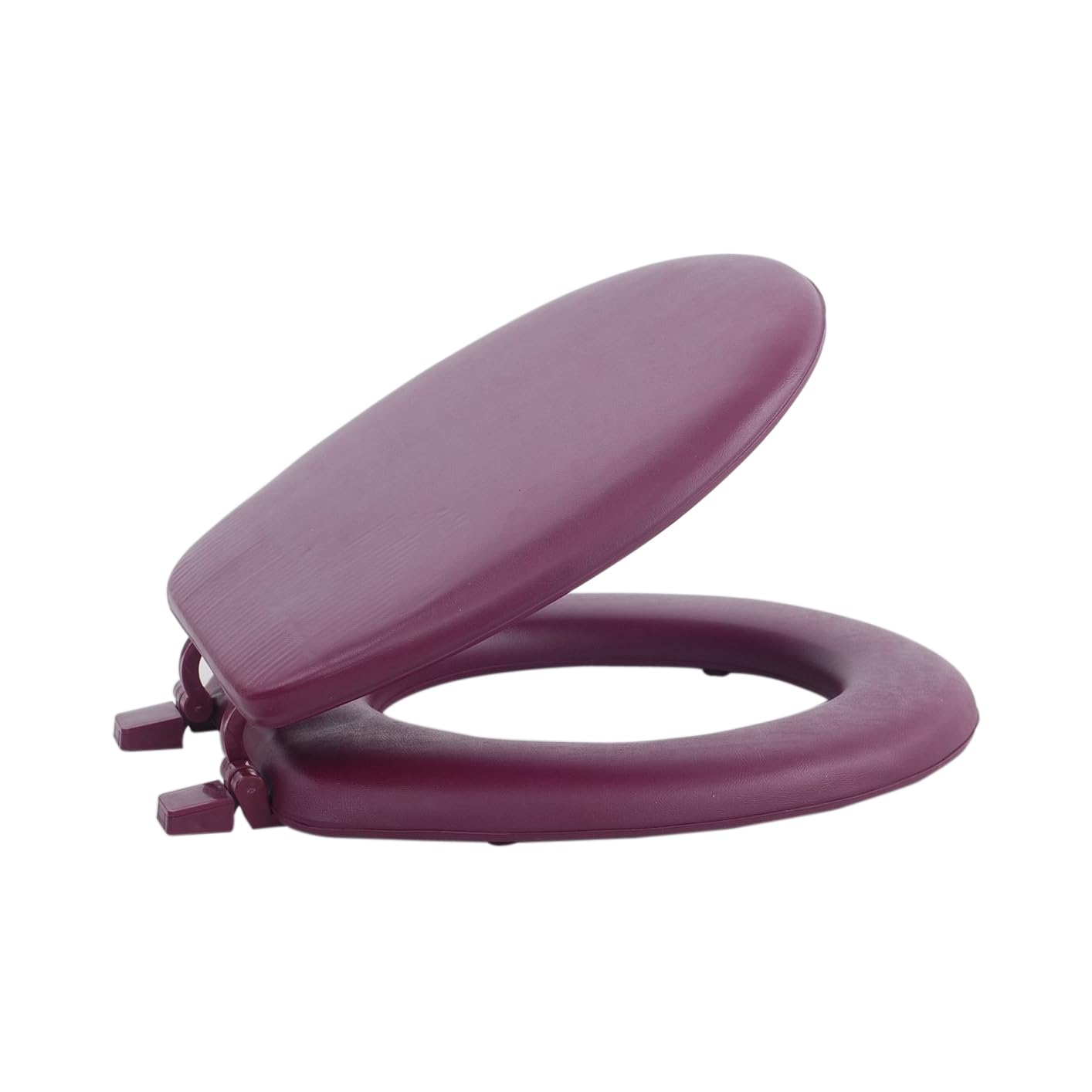 PowerSellerUSA Adjustable Hinges Round Soft Toilet Seat, Vinyl Toilet Seats with Non Slip Grip Tight Bumpers, Standard Heavy Duty Plastic Bathroom Toilet Seat Close Lid Set, Red