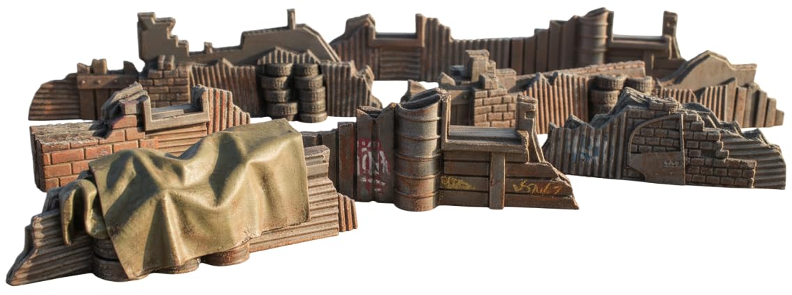 3D Vikings 7-Piece Shanty Obstacle Set: Industrial-Style Tabletop RPG Scenery and Wargame Terrain for 28mm Miniatures