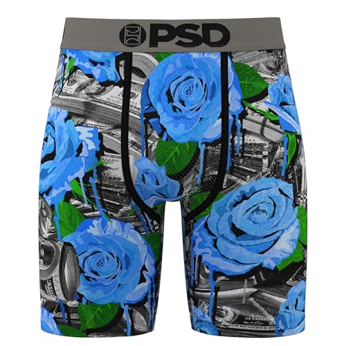 PSD Men's Boxer Briefs - Rose Drippin, 7 Inch Inseam, Moisture-Wicking, 4-Way Stretch, Boxer Briefs for Men, Medium