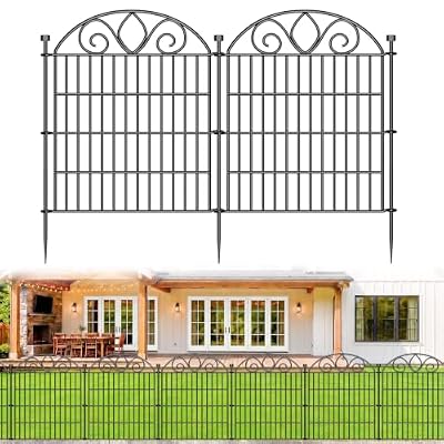 10 Panels No Dig Decorative Garden Fence Panel – 28" H X 19.6' L Rustproof Metal Dog Fence Outdoor for Yard, Animal Barrier Fence for Pet, Garden Border, Patio, Flower Beds| Temporary Fencing
