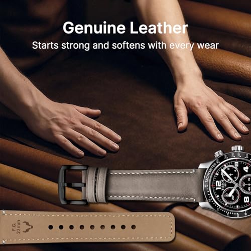 Image of Fullmosa Quick Release Premium Leather Watch Strap | 24 /22 /21 /20 /19 /18mm,Burnished Leather Watch Band Compatible with Samsung Amazfit Fossil Replacement Belt for Men and Women