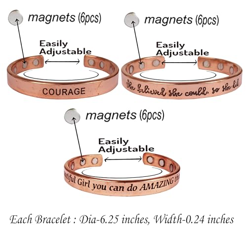 Image of Touchstone copper bracelets | gift for men women |adjustable 100% pure solid real magnetic jewelry | handmade bracelet set combo | rope braided tibetan bangles.