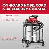 Vacmaster Red Edition VOC508S 1101 Odkurzacz do czyszczenia na sucho na mokro ze stali nierdzewnej 5 l 4 szczyty HP 1-1/10.2 cm wąż mocny ssący z funkcją dmuchawy