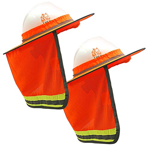 Wolf High-Visibility Orange Reflective Full-Brim Hard Hat Mesh Sun Visor Neck Shade