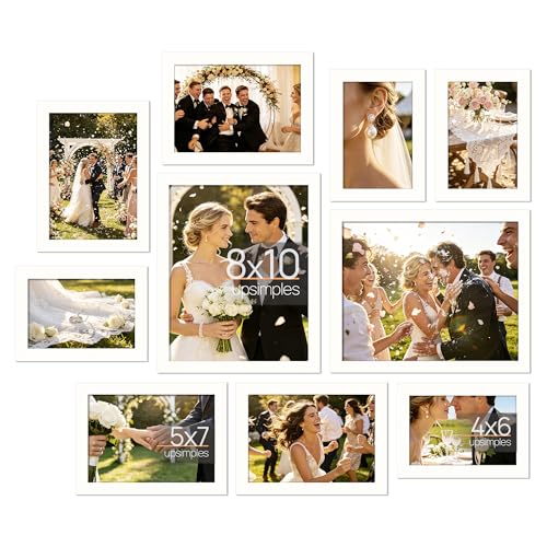 upsimples 10 Pack Picture Frames Collage Wall Decor for Mounting or Tabletop Display, Photo Gallery...