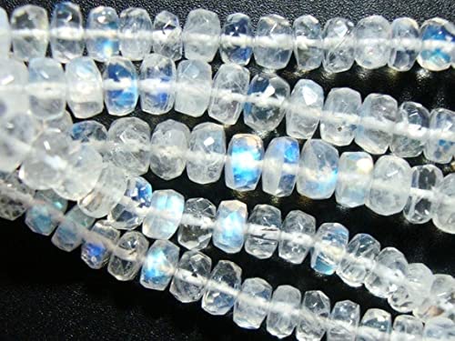 Pierre de lune arc-en-ciel bleu en rondelles facettées 4mm pour création de bijoux