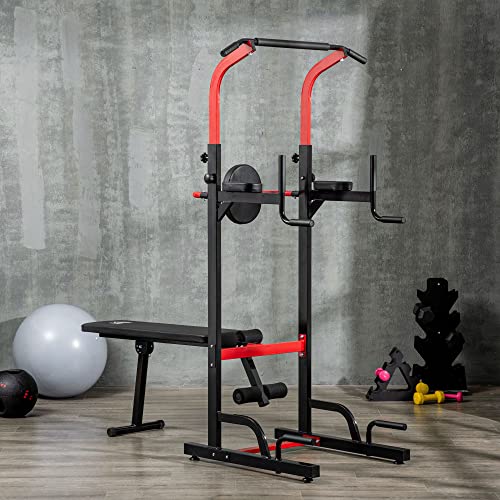 HOMCOM Power Tower Dip Station Büro Fitnesscenter multifunktionale Kraftstation höhenverstellbar täglich Training… – Bild 3