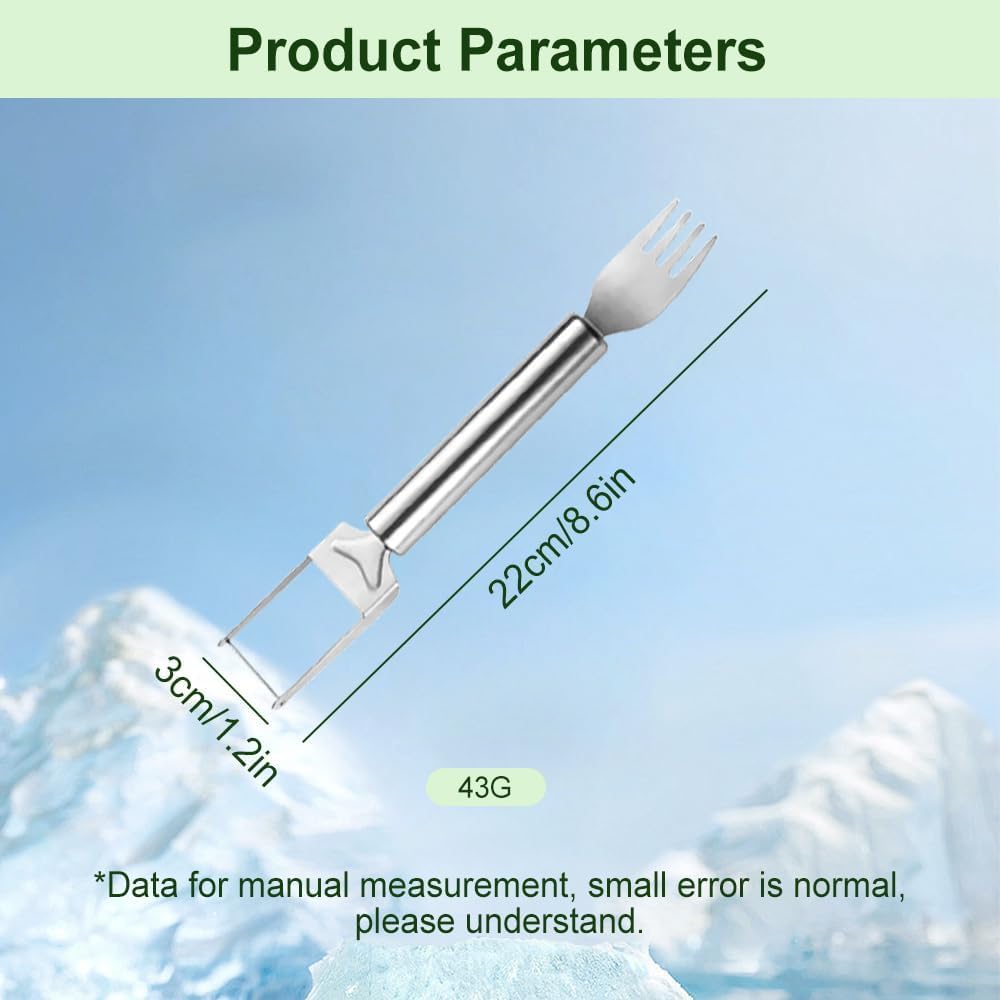 Dual Head Watermelon Cutter and Fork,2-in-1 Stainless Steel Fruit Slicer Tool for Watermelon, Mango,Pitaya,Kitchen Gadget with Easy-Grip Handle (2 PCS)