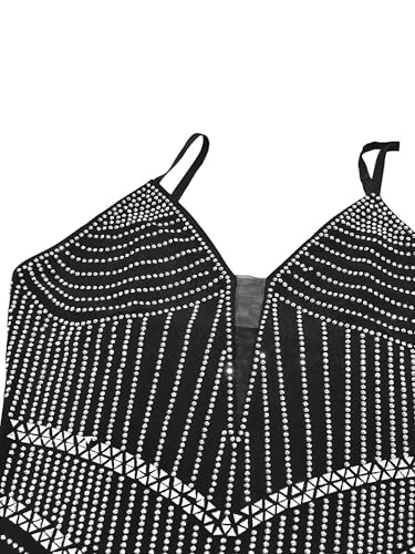 Image of Figdaw Adjustable Straps Rhinestone Bodycon Dress for Women Special Occasions