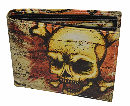 Lb Leatherboss Leatherboss Printed Skull Theme Bifold Credit Card Cash Holder Wallet With Gift Box For Men thumb #5