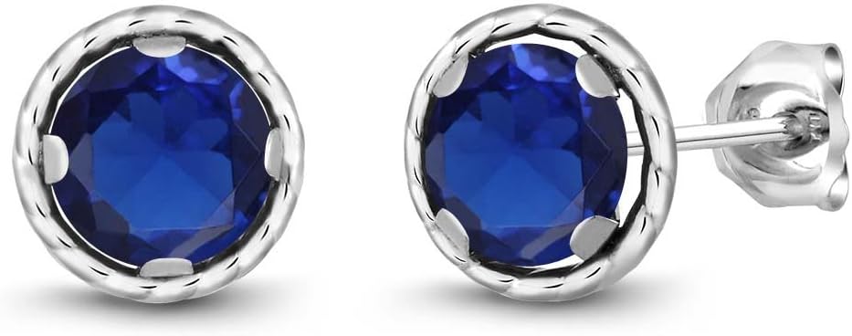 Gem Stone King Round 6MM Gemstone Birthstone Stud Earrings For Women Men | 925 Sterling Silver | Fine Jewelry Gifts for Her Mom Women Wife