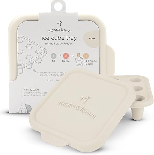 Moss and Fawn Bandeja de cubitos de hielo, molde para congelador, alimentador de forraje para leche materna, fórmula, caldo de huesos, purés y