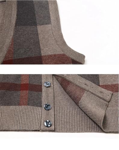 Men Winter Knitted Sweater Vest Plaid Print Casual Daily Slim Fit Cardigans Sweaters Vests3