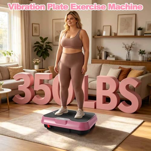 Image of Vibration Plate Machine with Resistance Bands and Remote Control 125 Speed Levels 450LB Capacity Whole Body Oscillating Platform for Home Use