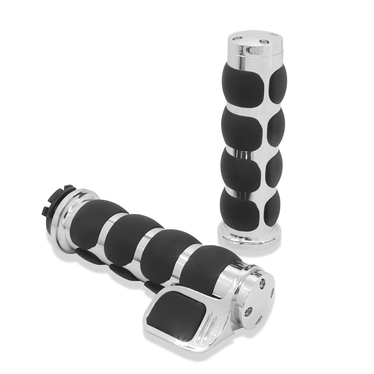 POFET Manopole comode in alluminio billet cromato da 1 "Manopole acceleratore Assistente di crociera da polso per moto Cruiser Chopper Manubrio da turismo - Nero
