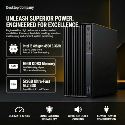 Image of Business Desktop PC | Core i5 GEN4 Turbo 4590 3.30Hz | 16GB RAM | 512GB M.2 SSD | Windows 11 Pro & MS Office 2021 | WiFi 6 & Bluetooth | Type-C Port | Premium Metal Body | 2 Year On-Site Warranty