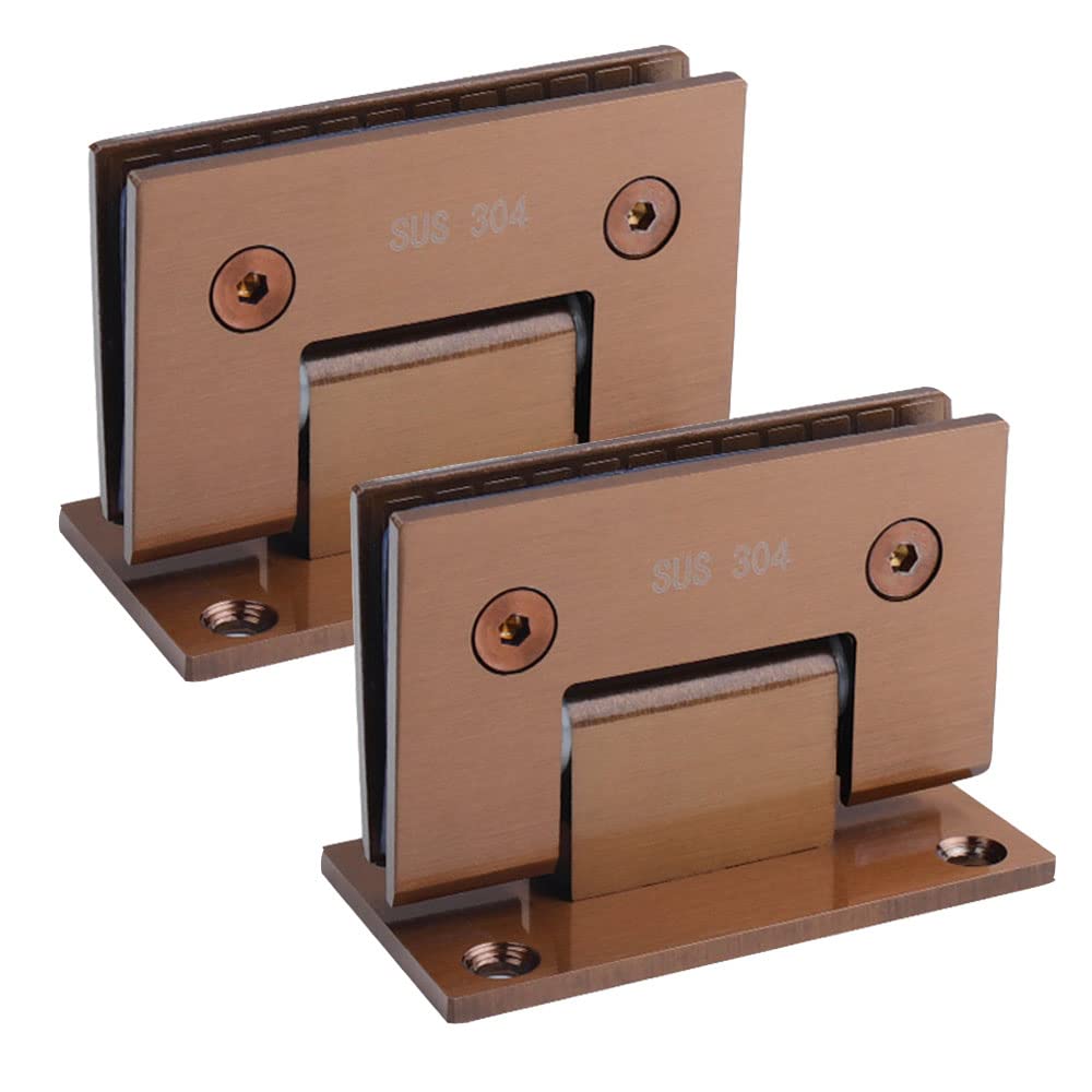 WANLIAN Glass Shower Door Hinges Heavy Duty 90 Degree Glass Door Cupboard Showcase Cabinet Clamp for 8-12 mm Shower Hinges Glass Door Wall-to-Glass 2PCS(Rose Gold)