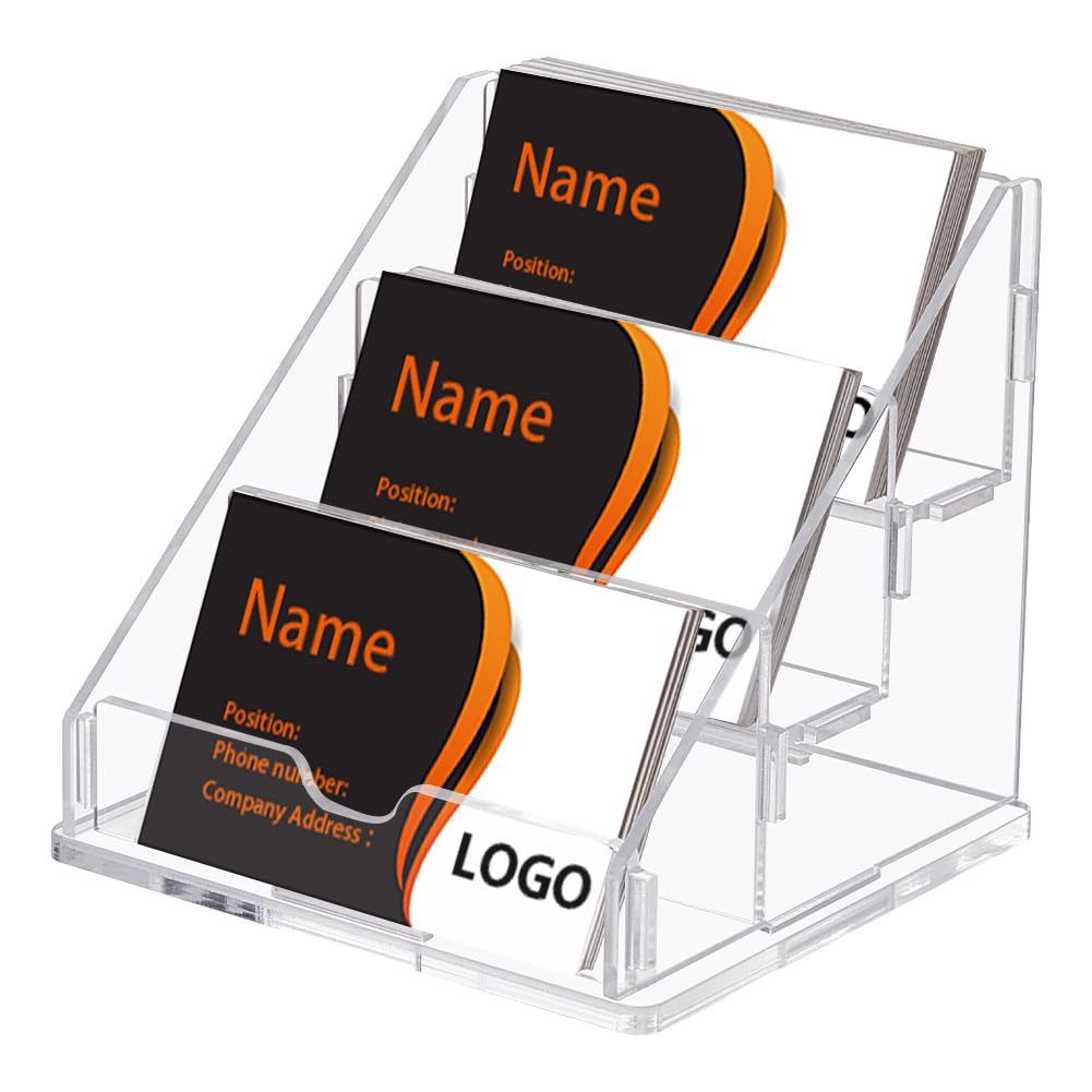 Porte-cartes de visite transparent à 3 niveaux vertical pour ranger votre bureau