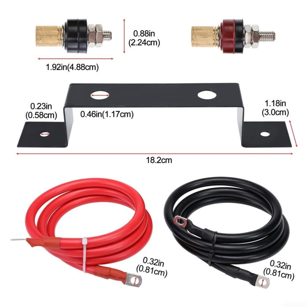 Cable de arranque de batería resistente al agua de 1,2 m con alta conductividad para sistemas 4AWG 5AWG 6AWG 7AWG en vehículos y barcos (7AWG)
