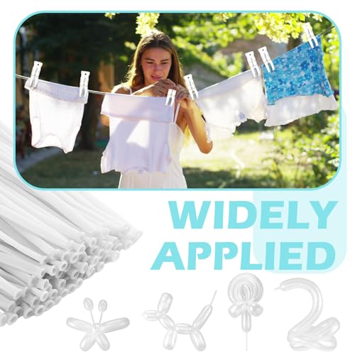 Image of Amyhill 10 Pack 3.5 Inch Balloon Arch Clips 100 Pcs 260 Long Balloons Kit | 3.5 Inch Large Heavy Duty Clip, Plastic Transparent, White 260 Long Balloons, For Arch Backdrop Garland, Long Twisting Decor