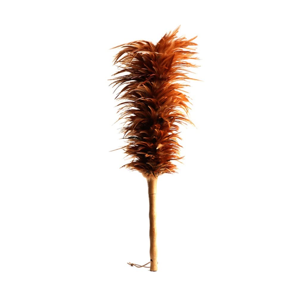 TOMYEUS Plumero Atrapapolvo Muebles de automóvil de Plumas de Pollo Muebles de Escritorio Polvo barriendo Polvo de Madera Mango de Madera Plumero de Limpieza (Color : A)