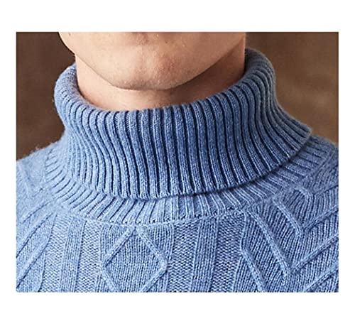 Men's 100% Cashmere Sweater Winter Warm Turtleneck Argyle Knitted Pullover Slim Fit Jumper3