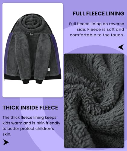 Image of V VALANCH Boys Hoodie Zip Up Fleece Lined Jacket Warm Sherpa Hooded Sweatshirts for Boys Girls 6-15 Years