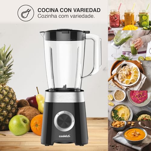 COOKITCH Batidora de Vaso 1,5L – 500W – Jarra de Plástico Resistente – Cuchillas Inox – 2 Velocidades + Pulso – Blender Compacta para Smoothies, Batidos y Zumos - imagen 3