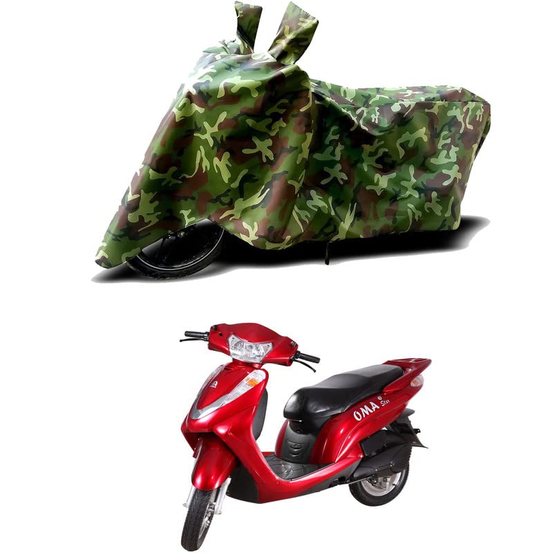 Image of 100% Water Resistant Bike Scooty Two Wheeler Body Cover Compatible for Lohia Oma Star STD /UV-Rays /Heat Protection /Birds Dropping /Scratchproof /Dust Proof /Waterproof /All Varient[Green MJ]
