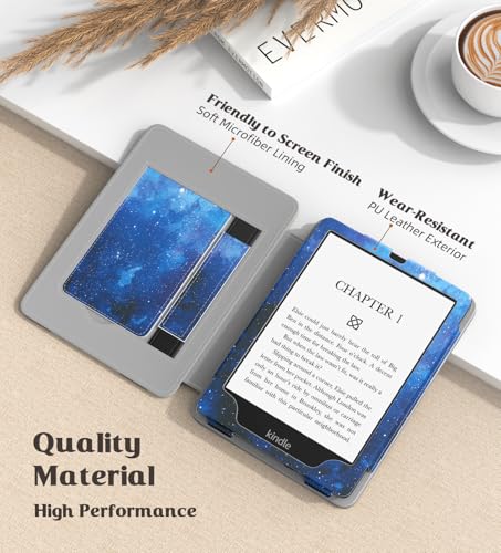 Image of MoKo Case for 7 inch /6.8 inch Kindle Paperwhite(12th /11th Gen-2024 /2021) and Kindle Paperwhite Signature Edition,Slim PU Shell Cover Case with Auto-Wake /Sleep for Kindle Paperwhite 2024, Blue Starry Sky
