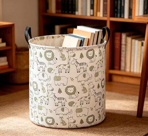 Image of CLOCOR Laundry Basket,Collapsible Storage Baskets,Room Decor,Gift Basket(Green Animals