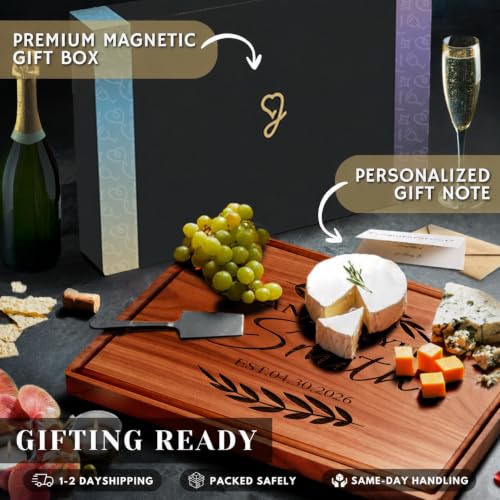 Personalized Christmas Gift for Couples - Custom Engraved Cutting Board, Walnut Wood Charcuterie Board, Unique Holiday Gift for Family, Newlyweds, or Housewarming, Custom Kitchen Decor - Image 5