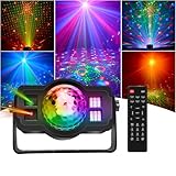 Party Lights Dj Disco Lights, Blue Laser Light Patterns Projector, Sound Activated with Remote Control for Parties Decorations, Stage Rave Light for Dance Karaoke