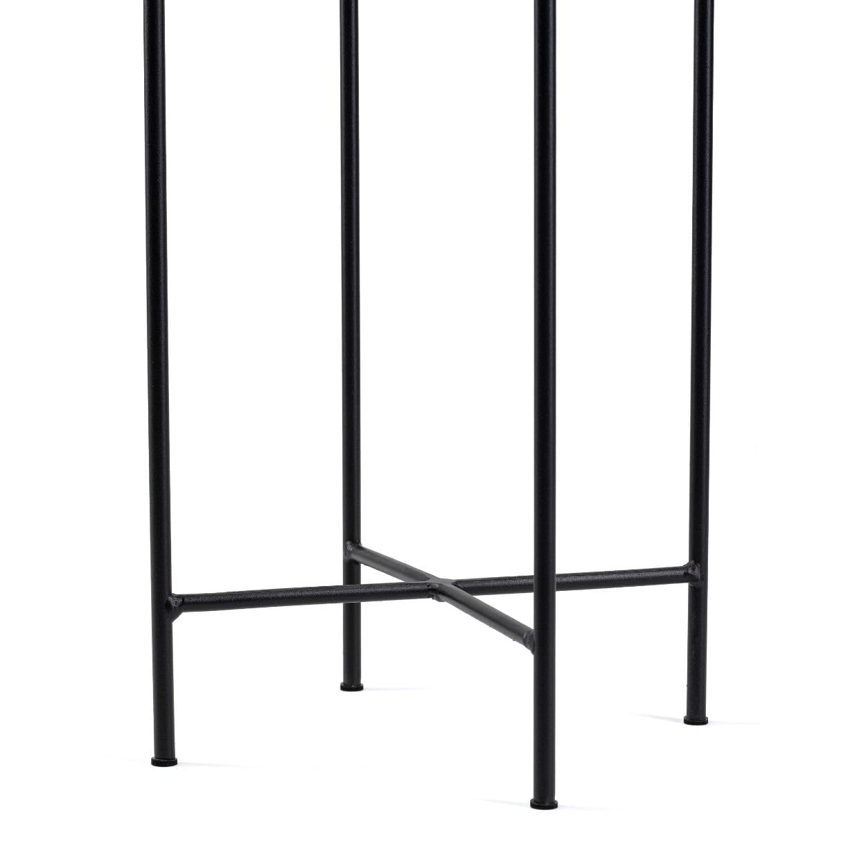 Moderno supporto per fiori in metallo, altezza 95 cm, con vaso d'oro, rotondo 21 cm, diametro su robusto supporto nero – Supporto per piante in stile loft per la decorazione di interni