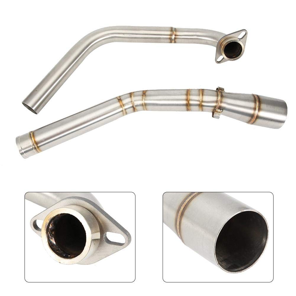 Tuyau d'échappement de moto, Tuyau d'échappement de moto Qiilu, tuyau de liaison intermédiaire d'échappement de modification de moto en acier inoxydable adapté pour YZF R15 MT-15 MT-125 2008-2017